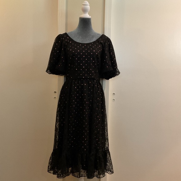 🤍 ILGWU Vintage Polka Dot Lace Dress - Picture 1 of 7